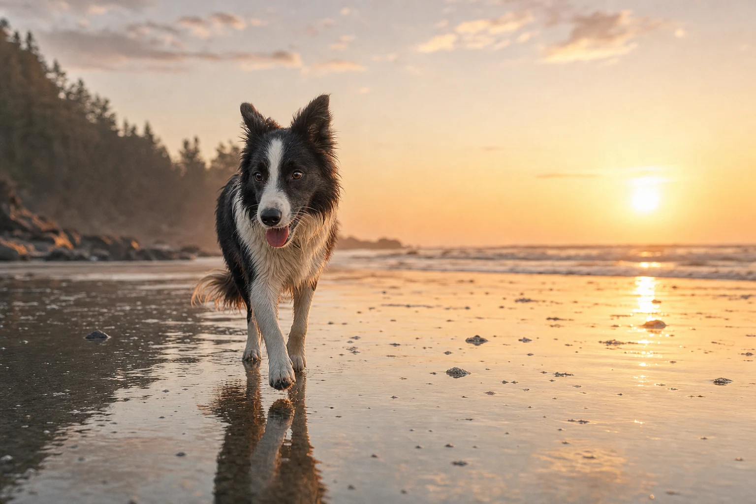 Pepper on Beach sunrise
