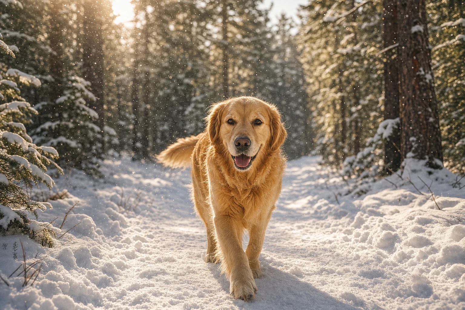 Nova on Snowy pine