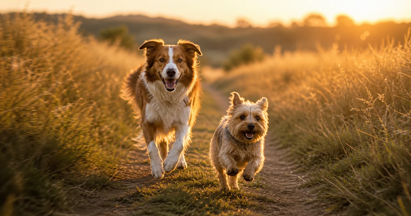 Pepper & River on Grassland run